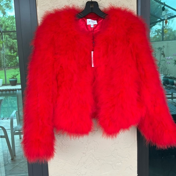 MILLY BNWT red feather jacket - Picture 1 of 5